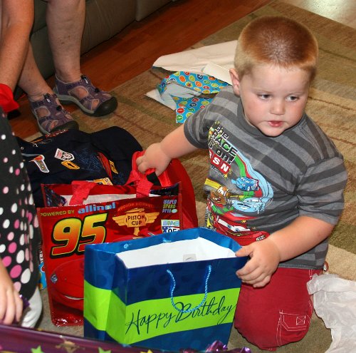 Opening presents back at home